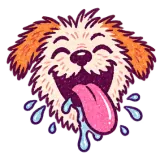 Dog drooling with joy