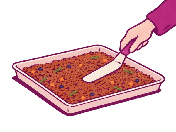 The blend spread thin on a tray